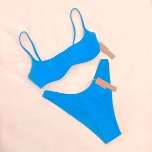 NWT Skims Swim Micro Scoop Bikini Top & Cheeky Tanga Bottoms in Turquoise